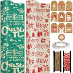 2 rouleaux de papier cadeau de noël 43cm x 15m - motif joyeux noël, papier kraft avec etiquette ficelle ... 2 rouleaux de papier cadeau de noël 43cm x 15m - motif joyeux noël, papier kraft avec etiquette ficelle ...