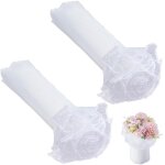 2 sac 8 mtres de papier d'emballage de fleurs en organza blanc avec bords perls pour emballage de bouquet ...