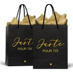2 sacs cadeaux juste pour toi avec 4 feuilles papiers de soie dor� sac 23x18x10cm pour mariage anniversaire ...