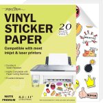 20 feuilles papier autocollant imprimante a4 blanc mat (216x279mm) ¿ etiquettes adhésives imperméables, ... 20 feuilles papier autocollant imprimante a4 blanc mat (216x279mm) ¿ etiquettes adhésives imperméables, ...
