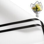 20 feuilles de papier cadeau impermable pour bouquets de fleurs - bordure noire givre - fournitures ...