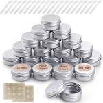 20 pices pots, 50ml botes en aluminium, vide rond argent tins, botes de crme a remplir (2 etiquettes ...