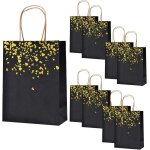 20 pices sac cadeau noir a pois dors, sac papier kraft avec poign, sac cadeau mariage pochettes pour ...