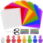 200 pcs cellophane color, 7. 5x7. 5 pouces color cellophane emballage, colore papier cadeau transparent ...