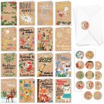 2026 nouvel an carte de v?ux avec enveloppe autocollants, 16 x papier kraft cartes de nouvel an en franais, ...