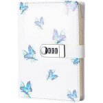 215x150mm carnet secret fille, papillons journal intime avec code, cahier journal bloc - notes en pu ...