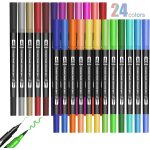 24 couleurs feutre acrylique a double pointe, stylo feutre aquarelle pour coloriage, dessin, ?uf de pques, ...