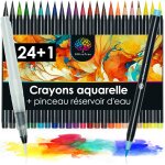 24 feutre aquarelle stylos pinceaux avec pinceau a rservoir d'eau - kit brush pen watercolor - lot de ...