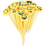 24 pi�ces stylo a bille emoji, 21cm nouveaut� en peluche stylo emoji doux mignon stylo bille pour enfants ...