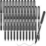 25 stylos roller a encre liquide noir, lot de stylo a encre roller a pointe fine(0, 5mm), s�chage rapide ...