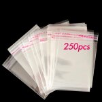 250 sacs en cellophane transparents autocollants. sacs en plastique auto - adhsifs opp scells sans ...