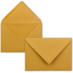 25x enveloppes c6 - couleur: ocre (jaune) - 11, 4 x 16, 2 cm - fermeture: gomme - pour papier a4, a5, ...