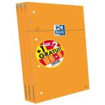 3 blocs - notes agrafes et perfores - 21 x 31. 5 cm - 160p - 80g - 5x5 - orange