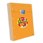 3 blocs - notes agrafes et perfores - 21 x 31. 5 cm - 160p seyes - 80g - orange