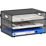 3 compartiments mtal corbeilles a courrier a4 banette de rangement bureau porte revue organisateur de ...