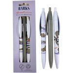 3 stylos a bille - noir - pointe fine - scolaire - enfant - chien rigolo - plastique recycl�