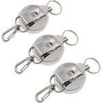 3 x rétractable porte - clés avec clip ceinture et chaîne de moulinet en acier, rétractable clip porte ... 3 x rétractable porte - clés avec clip ceinture et chaîne de moulinet en acier, rétractable clip porte ...