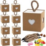 30 pices boite a dragees anniversaire, boite cadeau carton, petite boite cadeau vide, mini coeur kraft ...