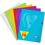 303365cpack lot de 10 cahiers agrafs mimesys - 24x32 cm - 96 pages lign avec marge - papier blanc 90 ...