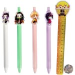 31 pcs stylos a encre gel - motif : demon slayer - en plastique - r�gle droite - autocollants pour fans ...