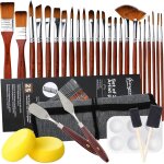 32 pices pinceaux acrylique, set d'artiste professionnel en nylon pour peinture a l'huile, aquarelle ...