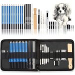 33 pcs professional art ¿ kit de crayons de dessin et croquis dans zipp�e etui de transport ¿ art supplies ...