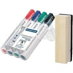 351 wp4 lot de 4 marqueurs pour tableau blanc dans une bo�te de rangement, couleurs assorties en pack ...