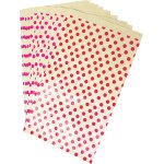 394106c un sachet de 50 pochettes kraft 12x24 + 4, 5cm motif : coeurs idal pour : confiseries, bonbons, ...