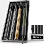 3pcs 1. 3mm porte mines avec etui, porte mines en métal pour charpentier avec 48 recharges (rouge, noir, ... 3pcs 1. 3mm porte mines avec etui, porte mines en métal pour charpentier avec 48 recharges (rouge, noir, ...