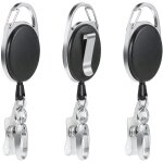 3pcs porte - cl�s enrouleur r�tractable longueur 68. 5 cm avec ressort renforc� et cordon r�sistant, ...