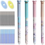 4 pcs stylos a encre gel effa�able, stylo gel effa�able motif animal dessin anim� 0. 5mm stylo gel effa�able ...