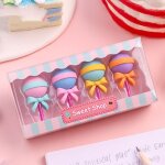 4 pices / botes kawaii sucette bonbon crme glace etudiant papeterie ecole bureau fournitures enfants ...