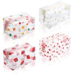 4 pices grande trousse a crayons transparente pour filles enfants, trousse toilette transparente trousse ...