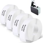 4 rouleaux ruban etiqueteuse, 12 x 40 mm etiqueteuse autocollantes thermiques etiquettes adh�sives, ruban ...
