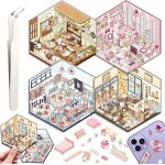 4 sets diy 3d autocollant scne, diy amusants house stickers, crer votre cafe, boutique, restaurant, ...