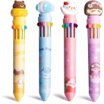 4 stylos multicolores a bille roulante r�tractable, stylo 10 couleurs 0. 5mm stylo a bille roulante multicolor ...