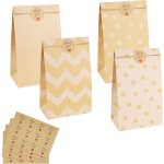 40 pcs sac en papier kraft, craft marron sac cadeau avec 48 autocollants, sachets a bonbons en papier ...