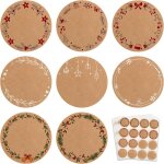 480pcs 38mm no�l etiquettes rond autocollants sticker sapin cloche flocon de neige baie gommette bo�te ...
