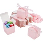 50 paquet coffrets cadeaux roses, bote en papier kraft 5x5x5cm avec couvercle, botes a friandises pliables, ...