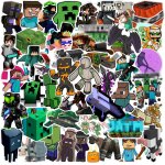 50 pcs cute jeu de pixels autocollant impermable a l'eau, mosaque game dessin anim stickers, pvc stickers, ...