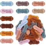50 pi�cess (10 couleurs) etiquettes en cuir faites a la main, microfibre etiquettes tiss�es en cuir avec ...