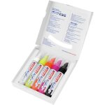 5000 marqueur acrylique large - blanc, noir, jaune, orange, rose - 5 couleurs (fluorescent) - pointe ...
