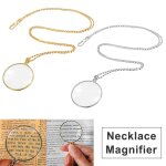 5x collier loupe suspendue loupe utilitaire monocle lentille coin loupe avec 450mm chaîne en métal pour ... 5x collier loupe suspendue loupe utilitaire monocle lentille coin loupe avec 450mm chaîne en métal pour ...