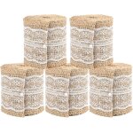 5x2m rouleaux ruban jute dentelle ruban en toile de jute naturelle avec bordure en dentelle jute pour ...