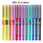 6 / 12pcs pilote v5 hi - tecpoint 0. 5mm extra fine pur roller encre liquide stylo, 12 couleurs aiguille ...