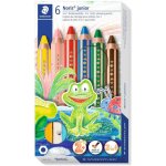6 crayons de couleur - craie a la cire - aquarellable - staedtler noris junior 140