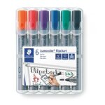 6 marqueurs - effaable - ardoise - tableau blanc - pointe moyenne - staedtler
