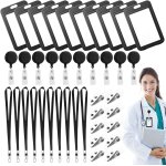 6 pices porte badge porte badge tour de cou badge plastique porte badge transparent porte badge rigide ...