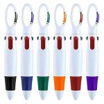6 pi�ces stylos de navette, 4 en 1 stylos multicolores r�tractable stylos a bille avec porte - cl�s a ...