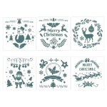 6 mod�les de pochoirs r�utilisables de no�l, carte de dessin artistique, peinture, cadeau